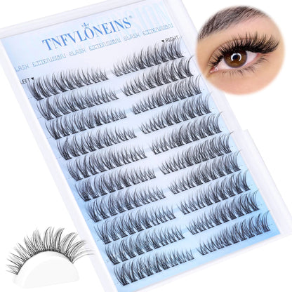 Natural Lash Clusters Wispy Cluster Eyelash Extensions Left&amp;Right Cluster Lashes C Curl Individual Lashes Extension DIY Natural Eye Lash Clusters by TNFVLONEINS Left&amp;Right Lash Clusters