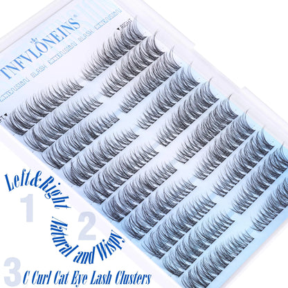 Natural Lash Clusters Wispy Cluster Eyelash Extensions Left&amp;Right Cluster Lashes C Curl Individual Lashes Extension DIY Natural Eye Lash Clusters by TNFVLONEINS Left&amp;Right Lash Clusters