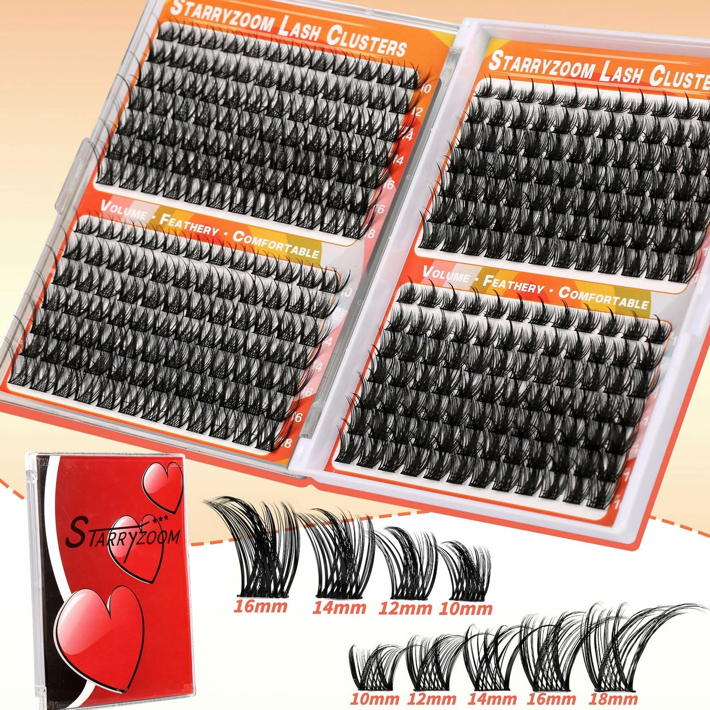 Libro de grupos de pestañas Starryzoom Volumen Wispy Flull Grupo de manga Spiky Doe-Eye 